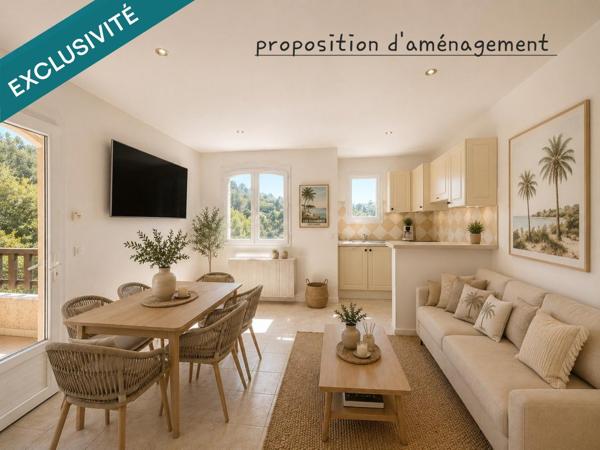 Coup de cœur aux Issambres ! Appartement T2 de 36m2 rénové, lumineux et au calme, avec terrasse, aperçu mer et accès à une piscine panoramique face à la Méditerranée, tennis,  boulodrome, parkings, dans une résidence sécurisée aux ISSAMBRES, à proximité de SAINTE MAXIME.