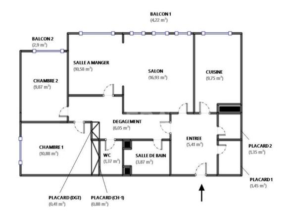 Appartement Le Plessis Bouchard 4 pièces 78.80 m²