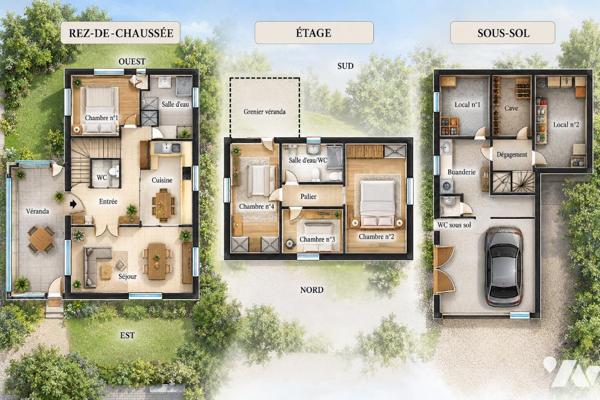 JOUÉ-LES-TOURS - VALLEE VIOLETTE - MAISON FAMILIALE - 3 CHAMBRES + BUREAU - SOUS-SOL COMPLET