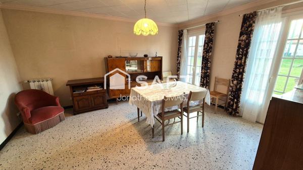 Maison de plain pied, 3 chambres, jardin, garage