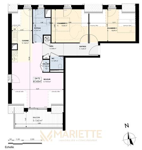 "KERLAEZ-24" Centre-ville - Type 3 de 67.56 m² , Concarneau
