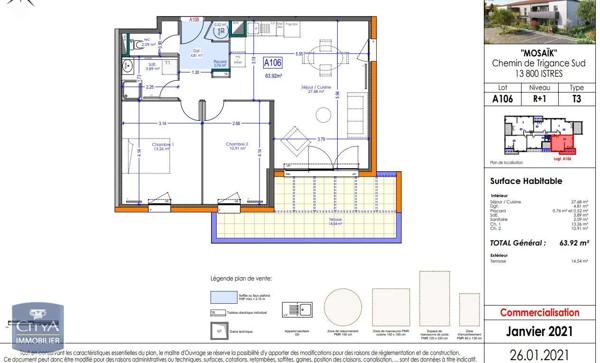 Appartement à louer 3 pièces 63.92m² Istres (13800)