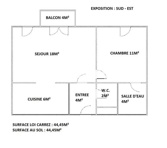 Appartement 2 pièces - 44 m² Exclusivité efficity