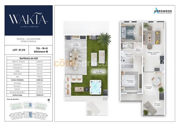 Vente Appartement135,2 m² - 3 Pièces - LE MOULE (97160)