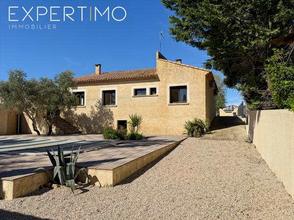 Lunel (34400) Villa de type T4 rénovée de Plain- Pied + 1 Studio + Piscine + 2 Garages