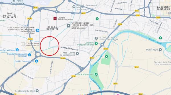 Terrain à usage professionnel de 6 591 m² avec bâtiment de stockage et logement gardien - Carcassonne La Bouriette