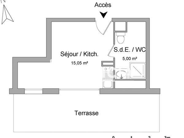 Location Studio 20.05 m² - 29A RUE DES CHASSEURS Schiltigheim 67300