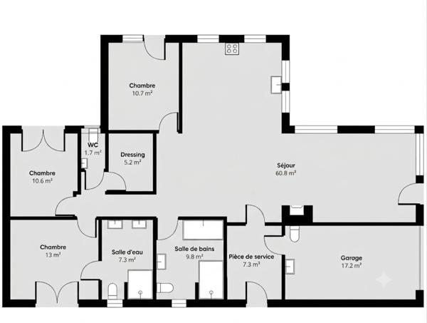 Maison contemporaine de plain-pied de 128 m² à Plouhinec, à proximité immédiate du littoral.