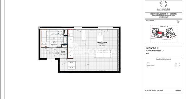 Location Studio 36.68 m² - Bagnolet 93170