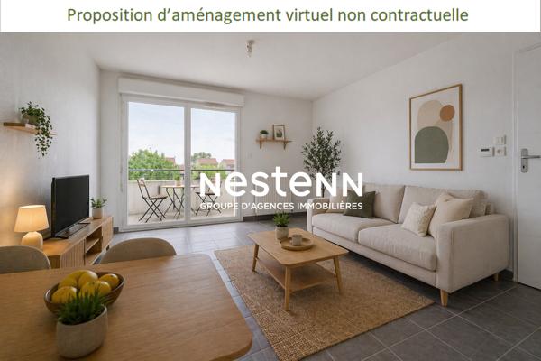 A vendre appartement T2 BBC de 42 m² au 1er et dernier étage avec balcon et parking privatif