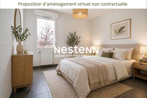A vendre appartement T2 BBC de 42 m² au 1er et dernier étage avec balcon et parking privatif