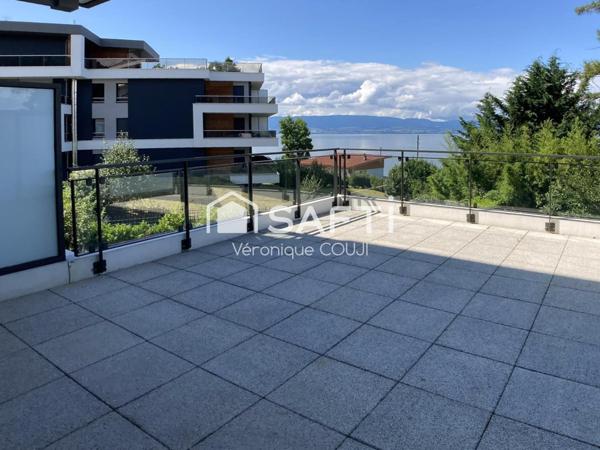 Studio avec grande Terrasse à Evian : vue imprenable sur le lac Léman, confort et tranquillité...