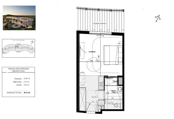 Cap d'Agde, Village Naturiste. T1 de standing avec place de parking