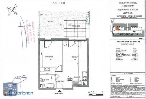 Appartement à louer 2 pièces 40.69m² Luisant (28600)
