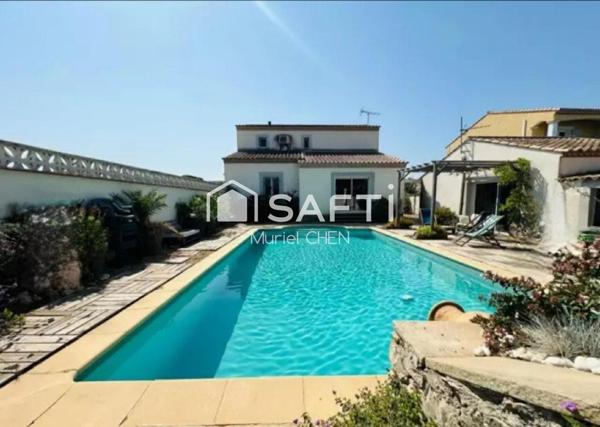 AUBORD, villa 157 m2, terrain arboré piscine
