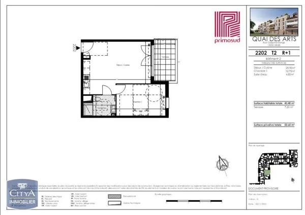 Appartement à louer 2 pièces 43.4m²