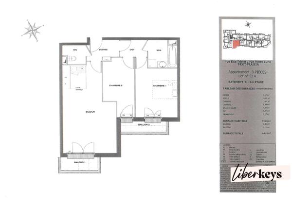 Appartement 59 m² 3 pièces | Quartier Les Gâtines - Plaisir