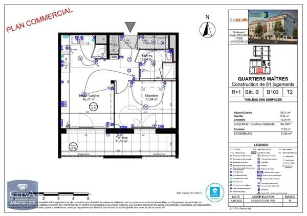 Appartement à louer 2 pièces 45.79m²