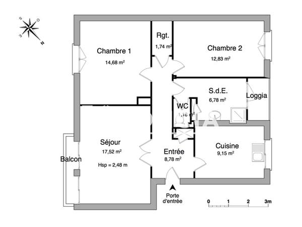 Location Appartement 3 pièces 72.66 m² - 1 RUE ELICIO COLIN Brest 29200