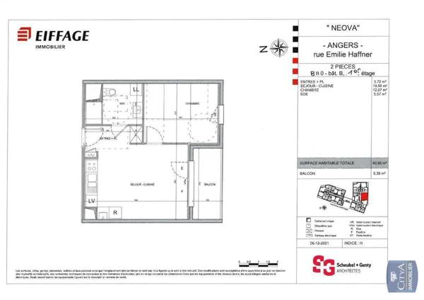 Appartement à louer 2 pièces 40.95m² Angers (49000)