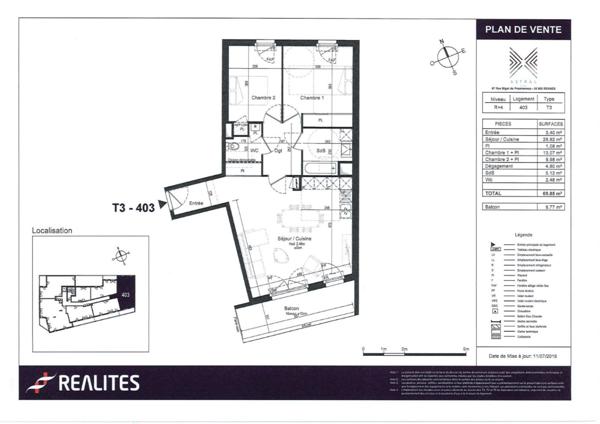 Appartement 3 Pièces 69 M² 35000 Rennes,  
Rennes 35000