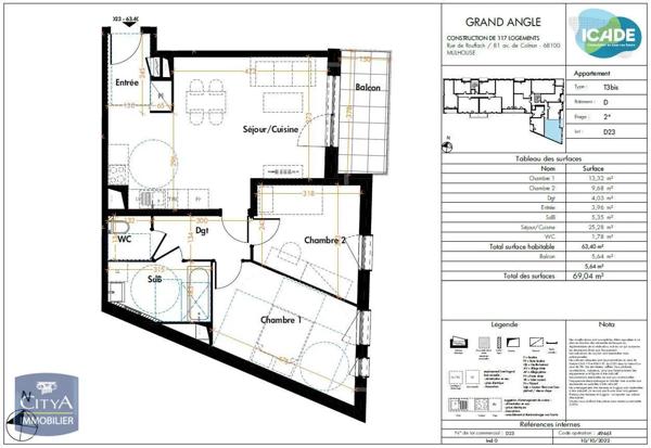 Appartement à louer 3 pièces 63.4m²