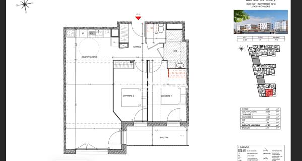 Location Appartement 3 pièces 67.83 m² - Louviers 27400