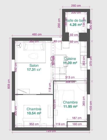 Appartement
         3 pièces
        - 56 m² Exclusivité 108 000 € *