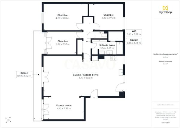 Vente Appartement 5 pièces de 94m² - 95310 Saint-Ouen-l'Aumône