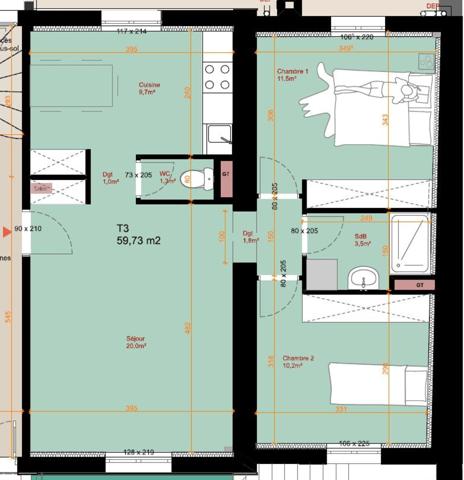 Maison de Maitre : T3 refait à neuf