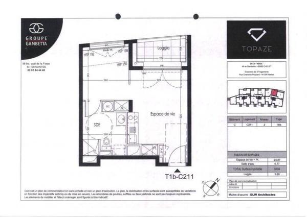 Appartement 1 pièce - 44300 Nantes