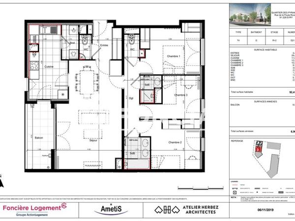 Location Appartement 4 pièces 92.41 m² - 201 RUE DE LA POULE ROUSSE Evry 91000