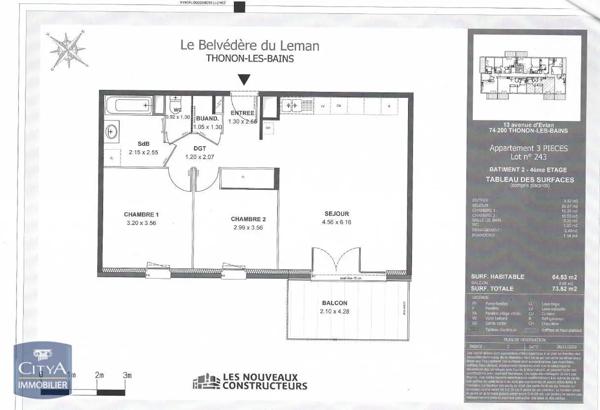 Appartement à louer 3 pièces 64.53m²