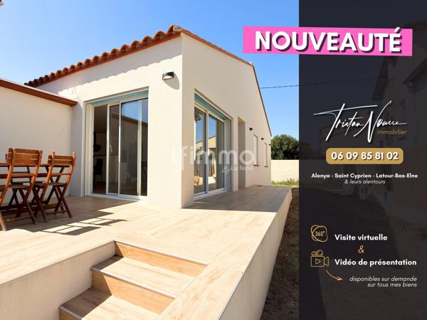 Maison 3 faces de plain pied - 89 m2 - 3 chambres - Ortaffa