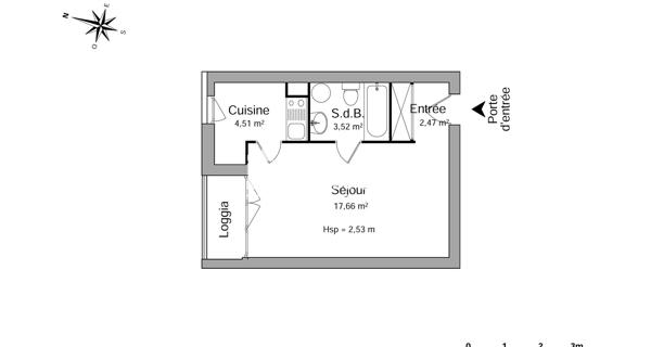 Location Studio 28.11 m² - Poitiers 86000