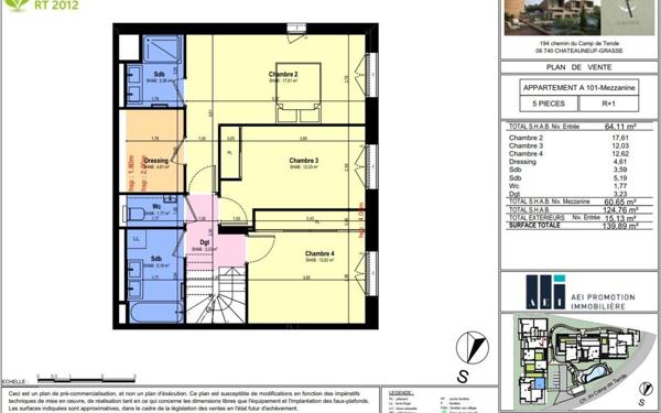 Appartement à vendre    5 pièces • 124,70 m2 Châteauneuf-Grasse