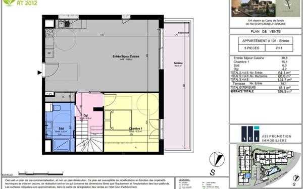 Appartement à vendre    5 pièces • 124,70 m2 Châteauneuf-Grasse