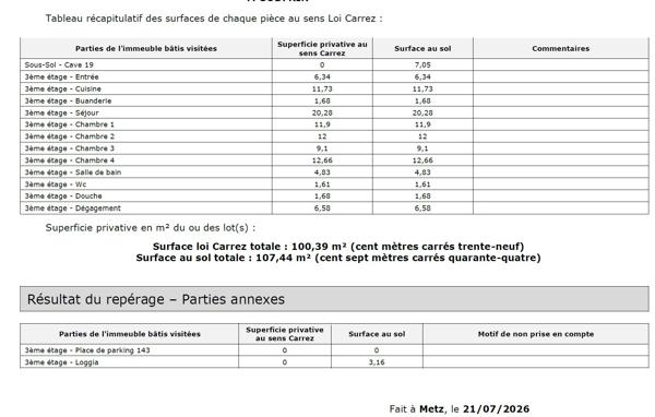 APPARTEMENT DE 100M² // 3 CH // CAVE // 1 PLACE PARKING // AV STRASBOURG METZ