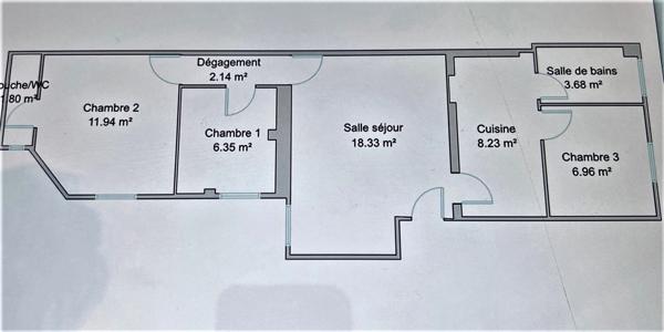 Appartement de 60m² , 4 pièces à Colombes