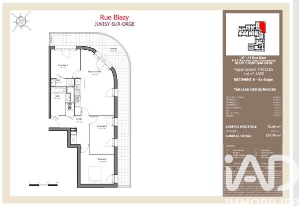 Appartement à vendre 4 pièces 75 m² Juvisy-sur-Orge