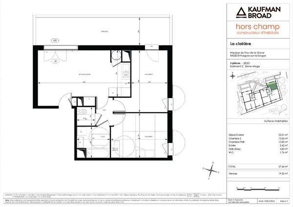 A VENDRE Appartement Entraigues Sur La Sorgue 3 pièce(s) 57.66 m2