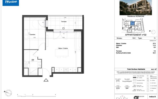 Appartement à vendre    2 pièces • 44,50 m2 Sète