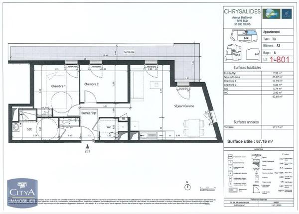Appartement à louer 3 pièces 62.66m²