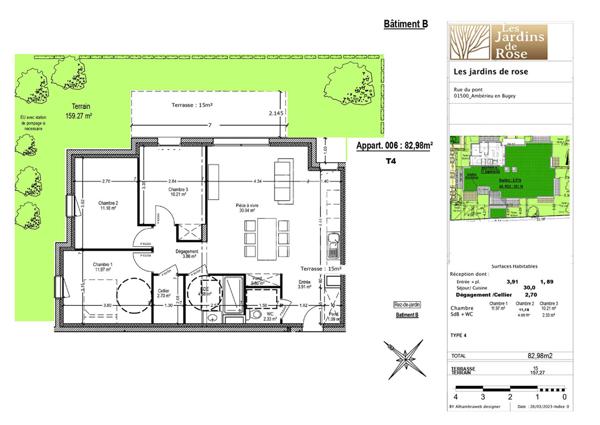 Appartement Amberieu En Bugey 4 pièce(s) 82.98 m2