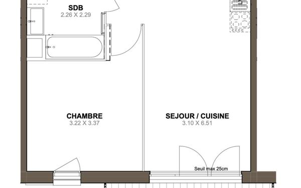 Appartement à vendre    2 pièces • 39,94 m2 Sain-Bel