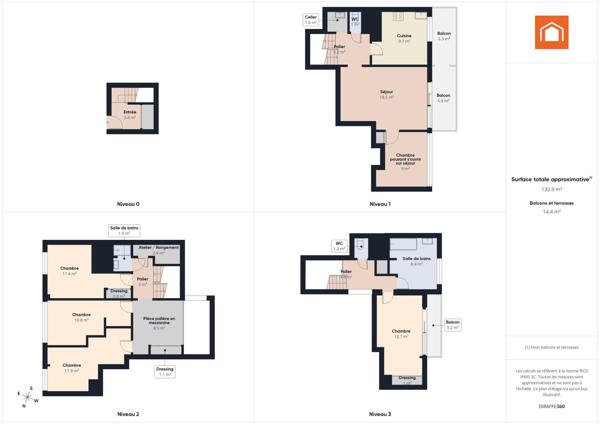 Triplex 6 pièces avec balcons en parfait état