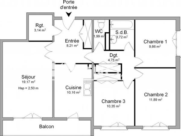 Location Appartement 4 pièces 83.2 m² - 10 A 22 RUE LOUIS LEYDIER Pont Eveque 38780
