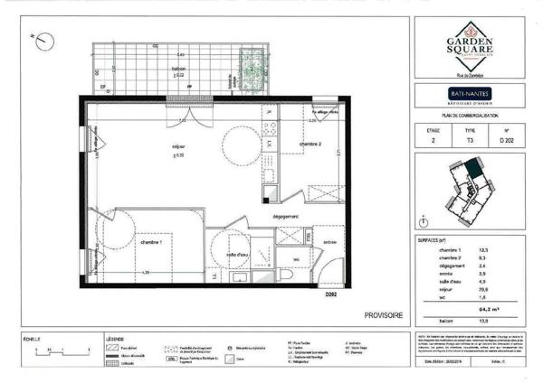 Appartement 3 pièces                                        - 44800 Saint-Herblain Réf : 12092