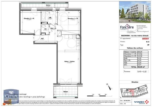Appartement à louer 3 pièces 68.69m²