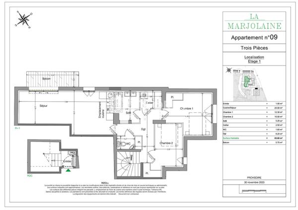 Achat appartement Mouans-Sartoux - 3 pièce(s) - 66 m² - 365 000 €